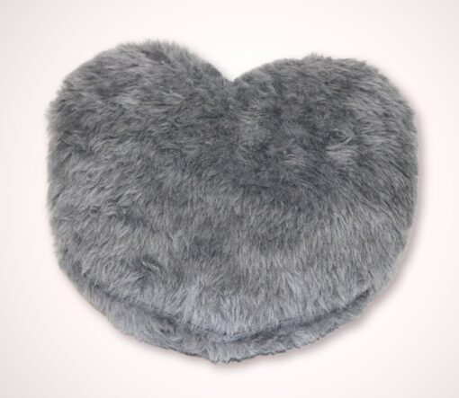 fertiger Kuschelkissen in Herzform in grau etwa 40 cm Durchmesser
