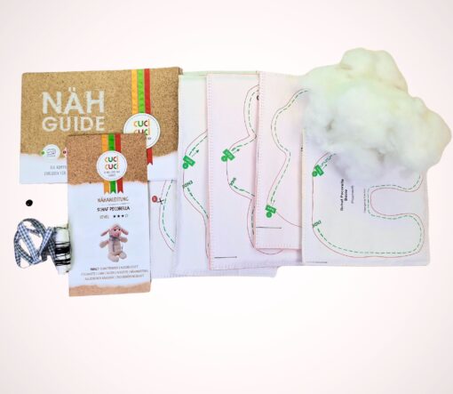 Paketinhalt cuci-cuci von DIY Schaf zum nähen Füllwatte Nähanleitung allgemeiner Nähguide Faden Augen Schnittmuster Nähvorlage kuschelstoff aus Teddy Baumwolle
