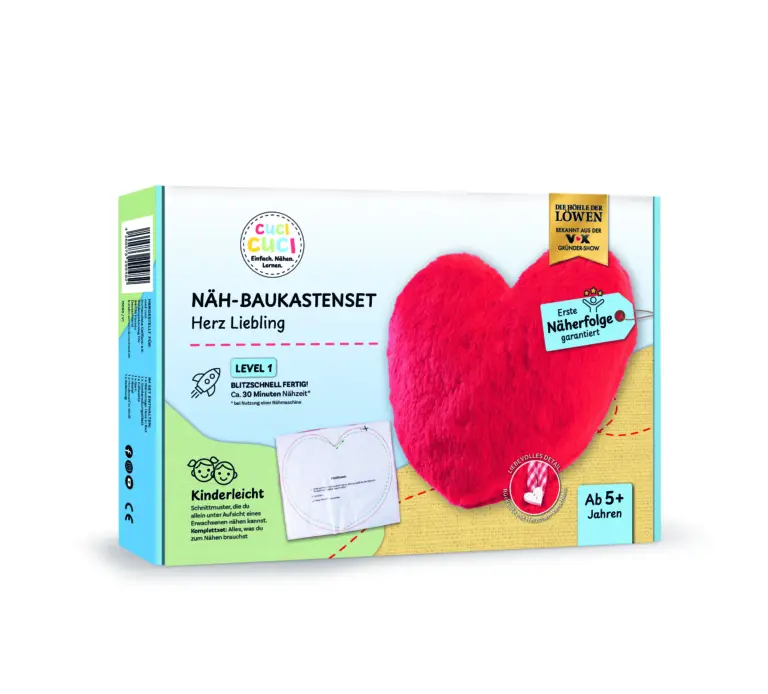 Web Produktverpackung DIY Nähbaukastenset Herz Liebling